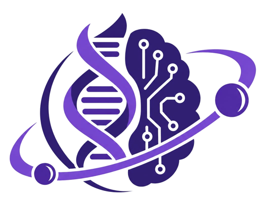 BioOrbit logo: DNA helix and circuit-brain inside an orbit